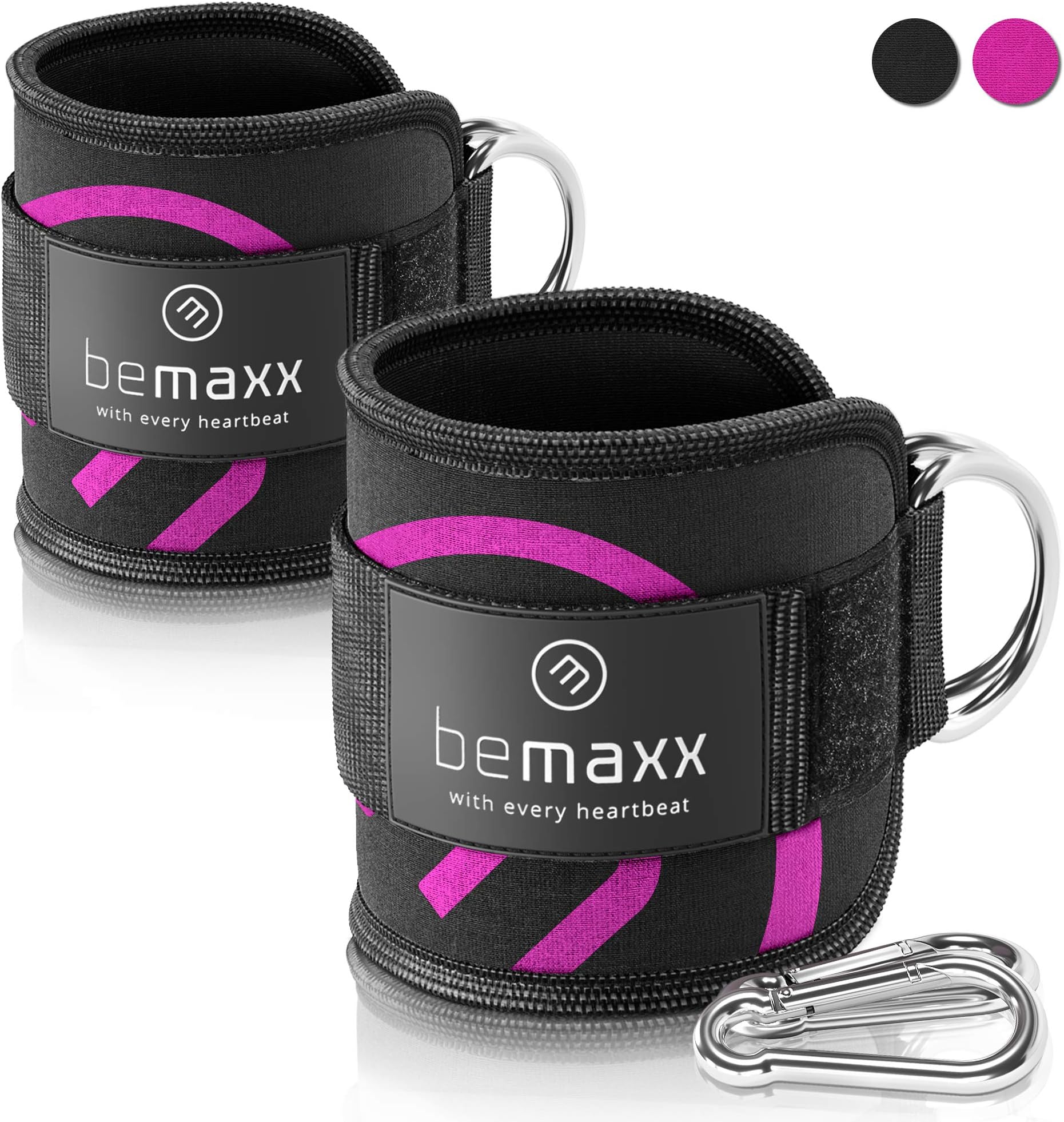 Ankle Straps Set for Cable Pulley Machine + Training Guide - 1 Pair One-Size Padded Foot Cuffs with Fastener for Workout | Leg Butt Glute Gym Fitness Sport Equipment, Women Men Footstrap Bodybuilding