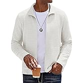 COOFANDY Men's Lightweight Varsity Jacket Casual Bomber Jackets Waffle Zip Up Sweatshirts with Pocket