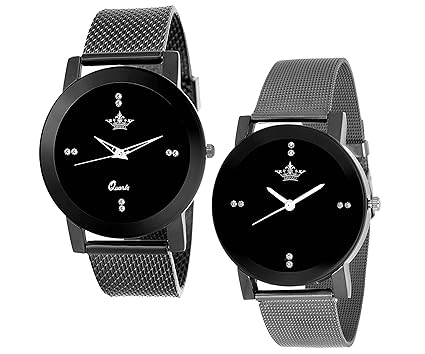 Quartz Movement Analogue Black Dial Women's Combo Watch