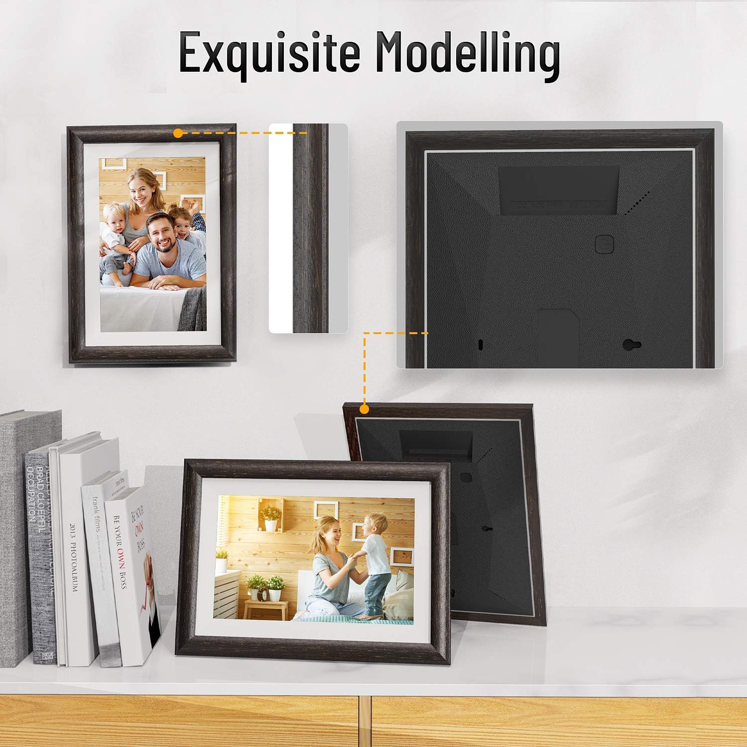 WiFi Digital Picture Frame 10-inch - Smart Photo Frame with Touch Screen - Electric Picture Frame Share Photos and Videos via App Cloud with Brown Wood Frame by FLYAMAPIRIT : Electronics