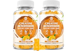 GRNLIFE Creatine Monohydrate Gummies for Men & Women, Chewables Creatine Monohydrate for Muscle Strength, Muscle Builder, Energy Boost, Sugar Free, Vegan, Mango Flavor-120 Count