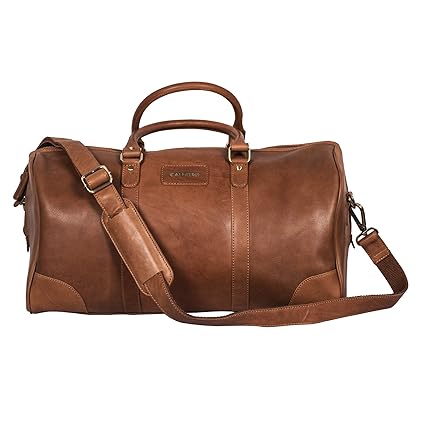 Calfnero Genuine Leather 50 cms Cognac Travel Duffle (LB-02-Cognac)