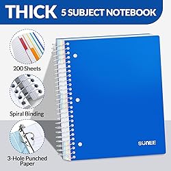 SUNEE 5 Subject Notebook College Ruled - 400