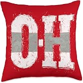 Ohio O-H Vintage Grunge Red Buckeye Home State Throw Pillow