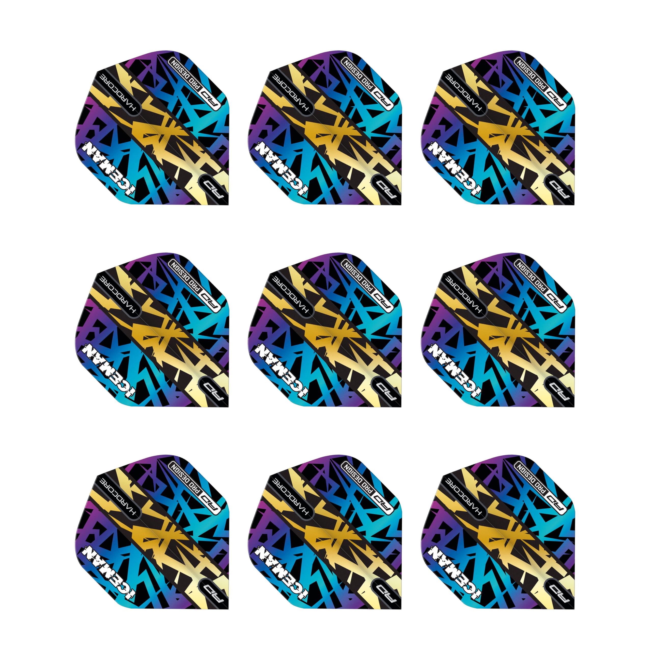 RED DRAGON Gerwyn Price Hardcore Premium Rainbow & Gold Dart Flights - 3 Sets Per Pack (9 Dart Flights in total) — image 1