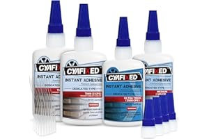 CYAFIXED CA Glue for Woodworking - 2 Bottles Thin Viscosity 2 oz with 1 oz Medium Viscosity and 1 oz Ultra Thick Viscosity, C