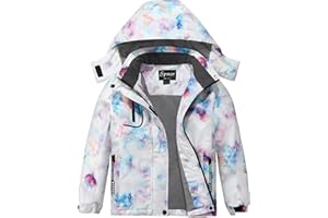 Spmor Girls' Waterproof Ski Jacket Warm Coat Windproof Winter Snowboarding Jacket