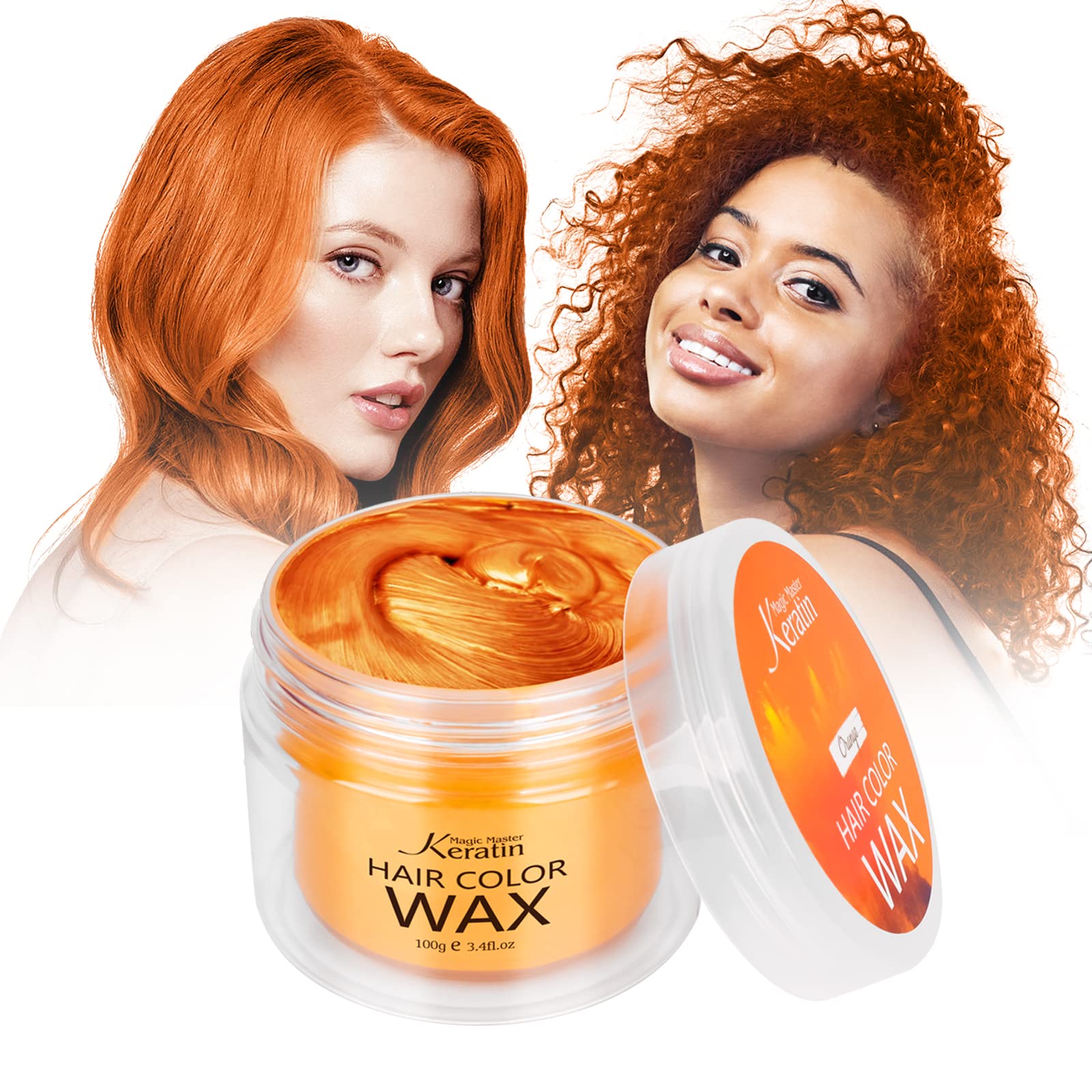 Hair Color Wax,Magic Master Keratin Temporary Hairstyle Cream Instant Colored Clay for Men and Women Party, Festival, Cosplay (Orange)