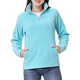 GIMECEN Women's Soft Polar Fleece Pullover Quarter-Zip Sweatshirt Long Sleeve Sweater Jacket Casual Fall Outerwear