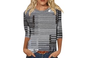 ZXCTKA Womens Shirts Dressy Casual,Women's Fashion Casual Round Neck Three Quarter Sleeve Printed T-Shirt Top
