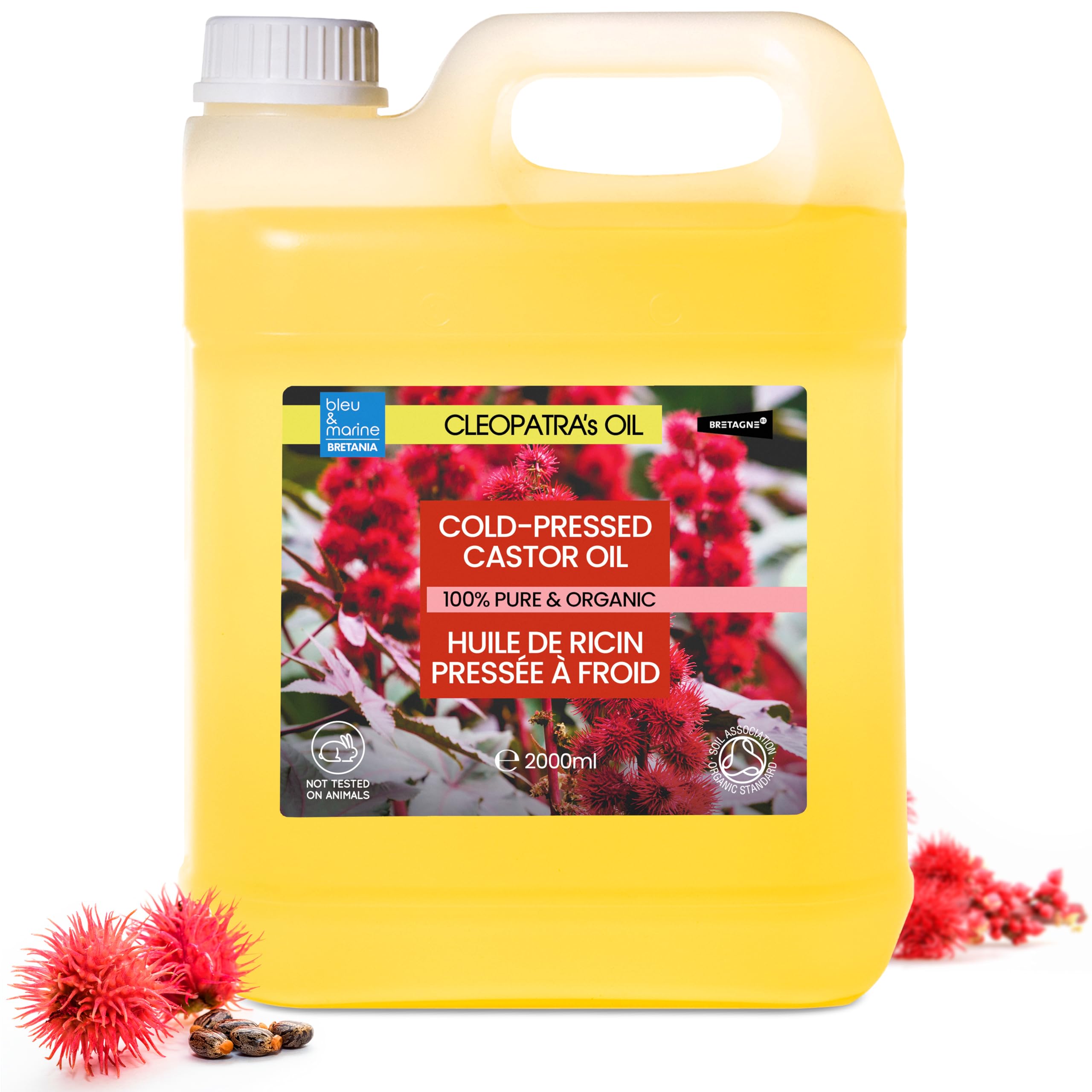 100% Pure Organic Castor Oil | Cold Pressed | Beard Hair, Eyelashes, Skin & Nails Care | Promotes Healthy Skin, 2000 ml