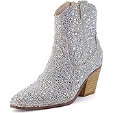 CUSHIONAIRE Women's Bravo Rhinestone Western Boots with +Memory Foam, Sparkly Cowboy Ankle Booties
