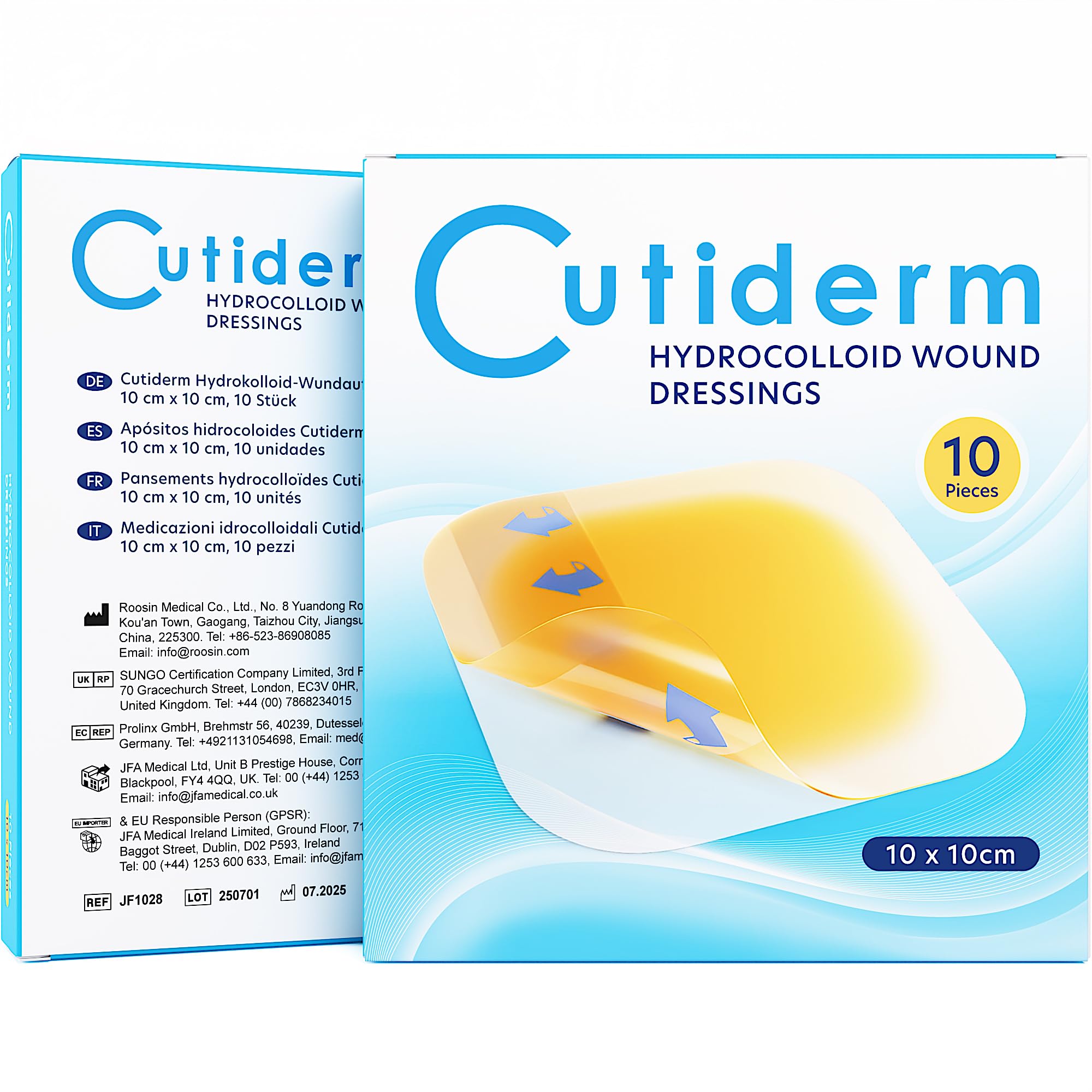 Cutiderm Bordered Hydrocolloid Dressings 10 x10 cm - Pack of 10