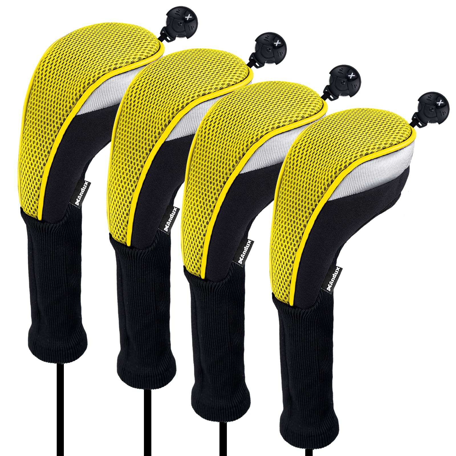 Andux Long Neck Golf Hybrid Club Head Covers with Dial No. Tag CTMT-02 4pcs Yellow