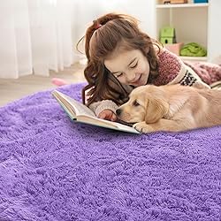 OLANLY Purple Round Rugs for Bedroom - Machine