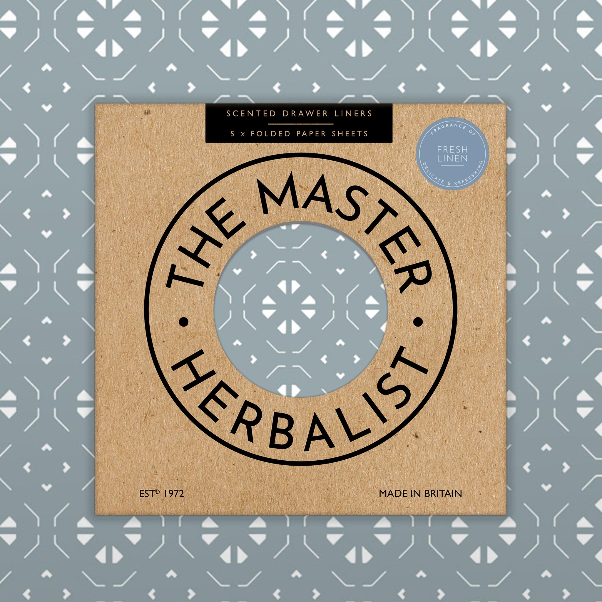 The Master Herbalist Fragrant Scented Drawer Liners (Folded) | Pack of 5 Sheets | Contains Essential Oils | Made in The UK (Dusk Blue | Fresh Linen)