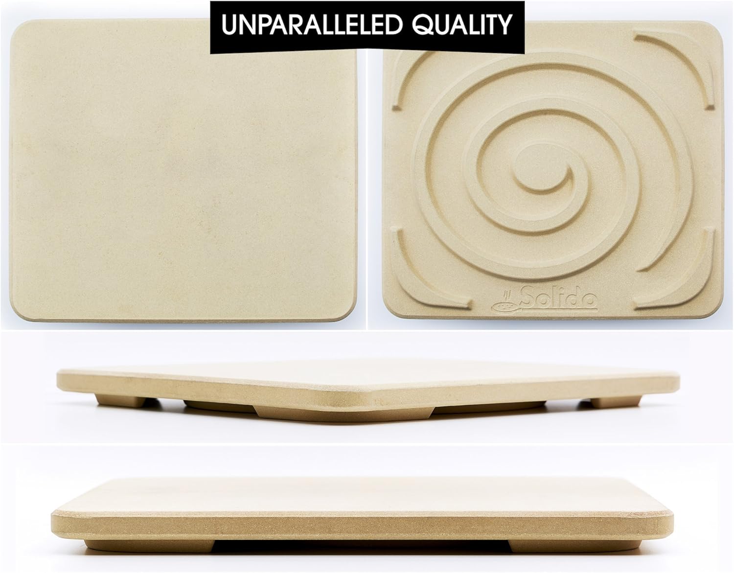 #1 Pizza Stone - Baking Stone. SOLIDO Rectangular 14"x16" - Perfect for Oven, BBQ and Grill: Kitchen & Dining
