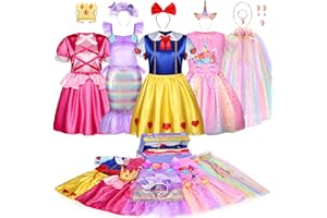 LIMIROLER 18 Pcs Princess Dress Up Clothes for Little Girls, Role Play Dress Up Princess Costume Gift Set, Princess Dress Up Toys for Toddler, Birthday Christmas Party Gifts for Girls Aged 3-6 Years Old