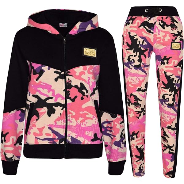 Kids Camouflage Tracksuit - Boys Girls Hooded Top & Jogger Bottoms Set (A2Z 4 Kids)