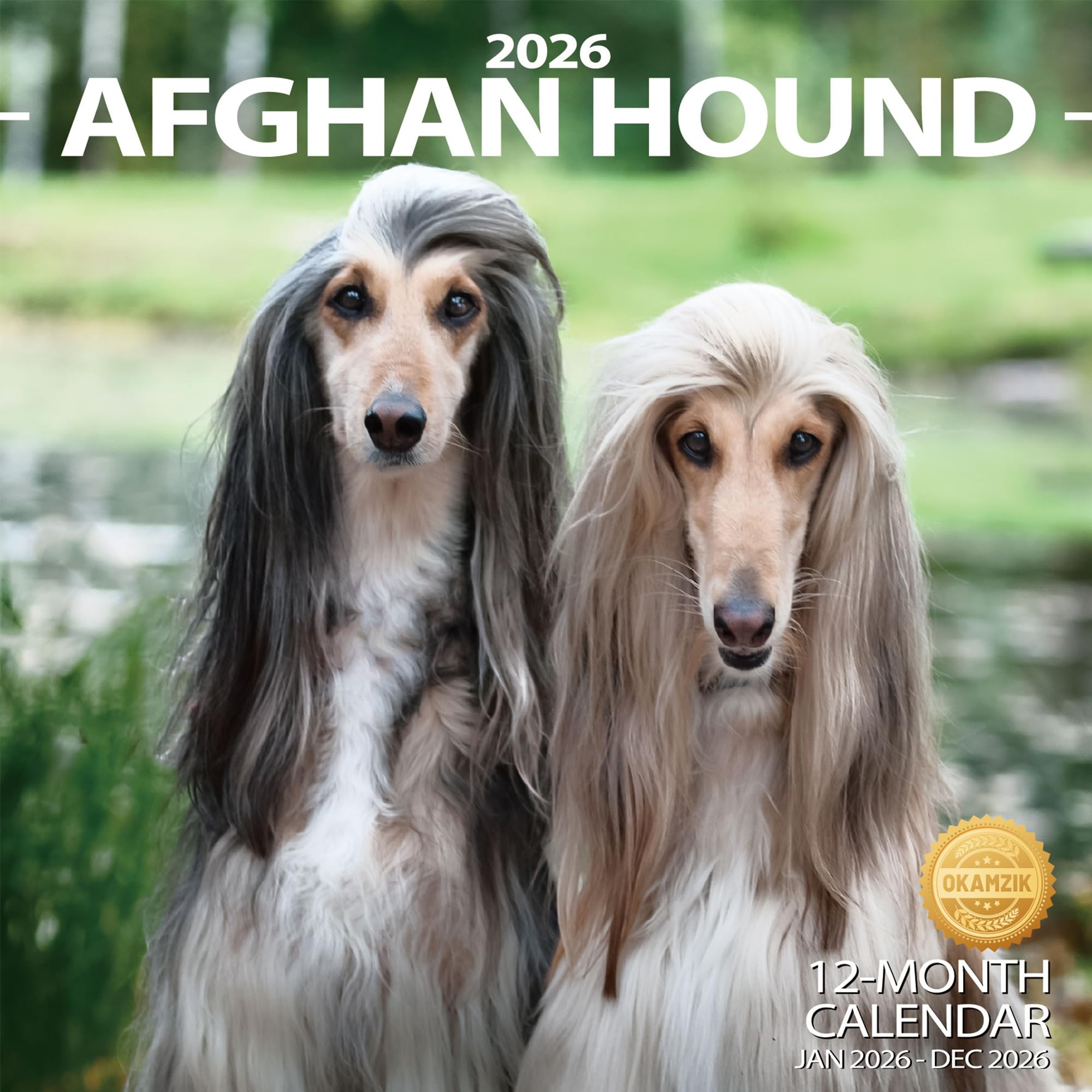 Photo 1 of 2026 Wall Calendar Afghan hound Planner Calendar, Hangable Monthly Wall Calendar with Large Blocks for Organizing & Planning, Academic Schedule, Home, Office & family, Thick & Sturdy Paper (12"x24" Open)