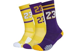 Hurriman Basketball Fan Socks for Men Boys, 3 Pairs Elite Basketball Team Number Sports Star Crew Socks for Youth Kids Adult