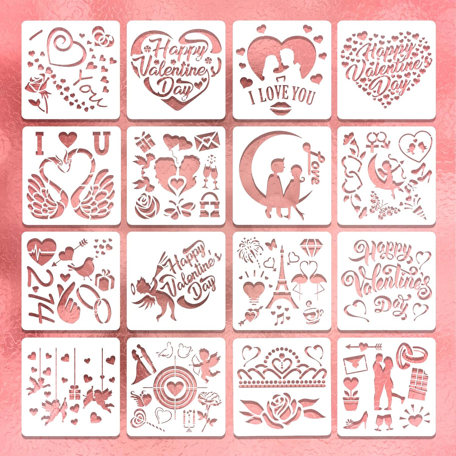 Amazon.com : 16 PCS Valentine Stencils 5x5 Inch Valentine's Day