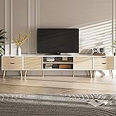 BVIUNTWO TV Stand for TVs up to 100 Inch, Entertainment Center for 85 95 100 inch TV Console Table with 2 Storage Cabinets and 4 Drawers for Living Room Bedroom