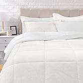 Amazon Basics 3 Piece Bedding Set, Micromink Sherpa, Ultra-Soft, Warm All Season Comforter, King, Cream, Solid