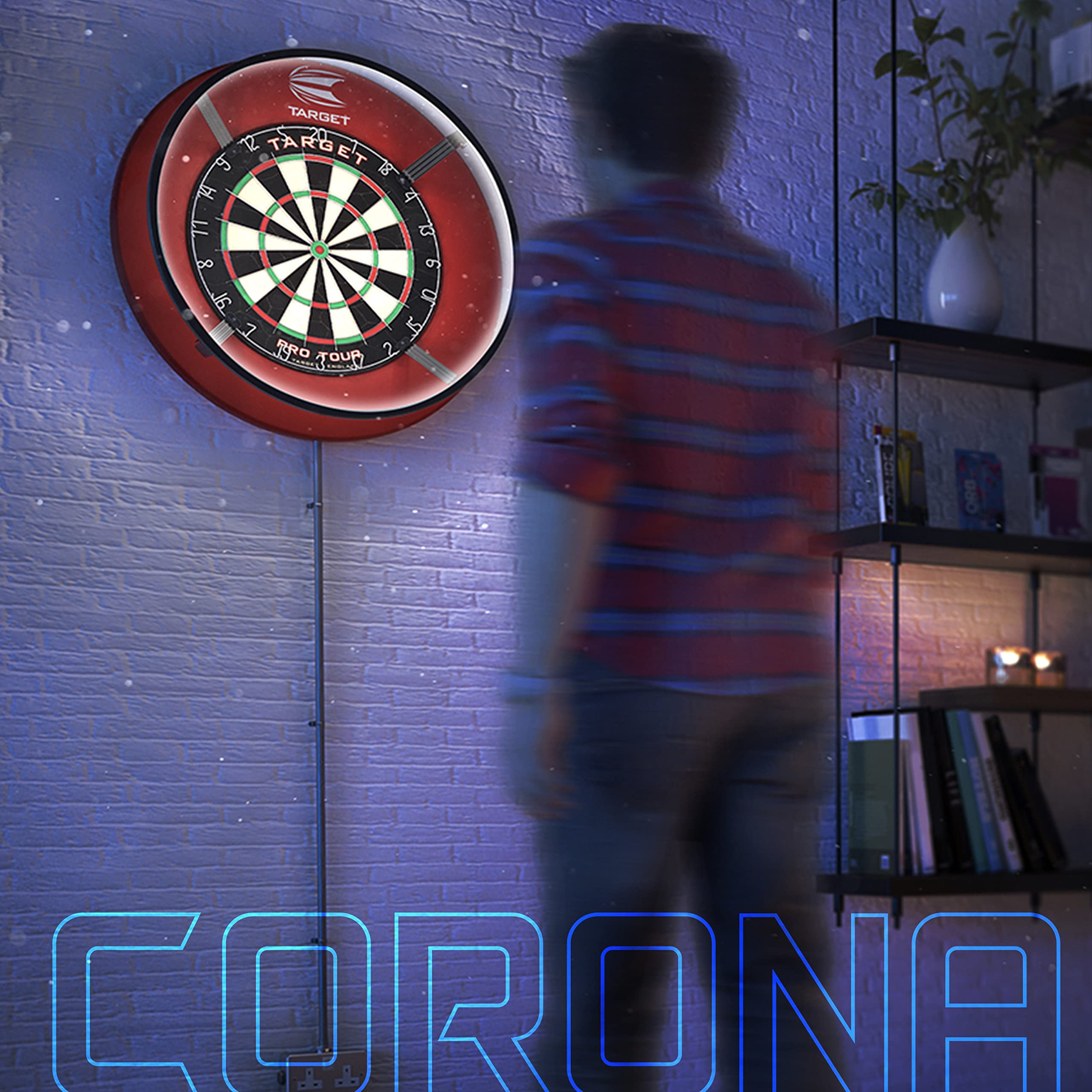 Target Darts Corona Vision Dartboard Lighting System, Schwarzer Rahmen | Weißes LED Dart Board Surround Ringlicht mit magnetischen Füßen | Schatten eliminierendes Dartboard Licht | Professionelle Dart 7