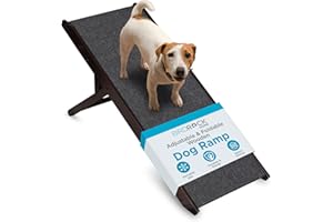 BIRDROCK HOME Adjustable Pet Ramp for Small Dogs, Cats, Puppies - Foldable Wooden Dog Ramp for Couch, Bed, Car - Indoor or Outdoor- Safe, Portable, Non-Slip Carpet - 16", Espresso