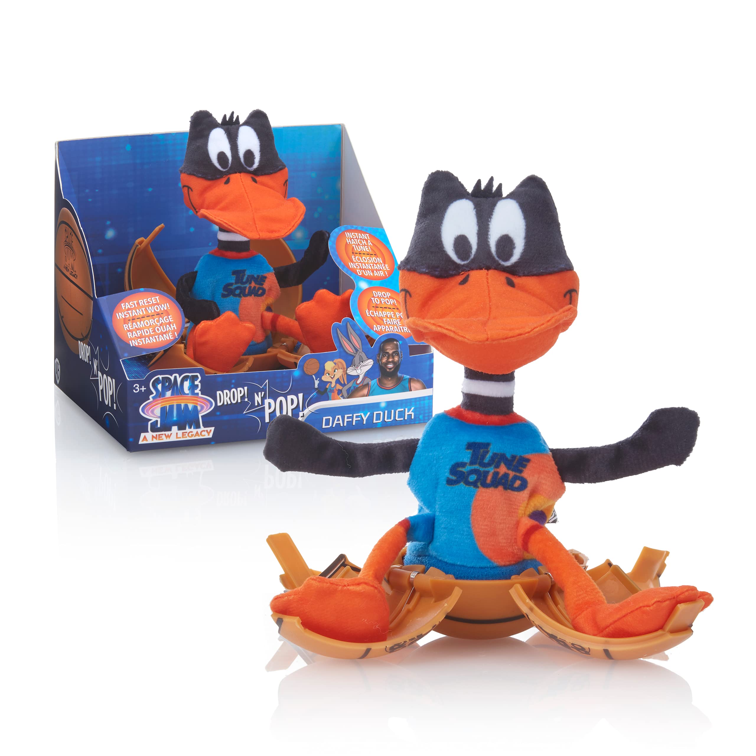 WOW! STUFF Space Jam: A New Legacy Drop 'n Pop Daffy Duck | Basketball Toy with Pop-up Plush | Official Film Collectables, Toys and Gifts for Boys and Girls, Aged 5+