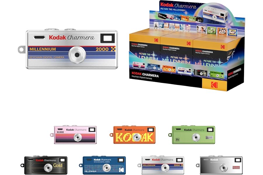 KODAK CHARMERA Keychain Digital Camera Blind Box Millennium Single Box (1PC),Mini Camera,Digicam,Video Recording,Bag Charm,1.6 Megapixels,Micro SD Card Slot,for Beginners Teens&Adults