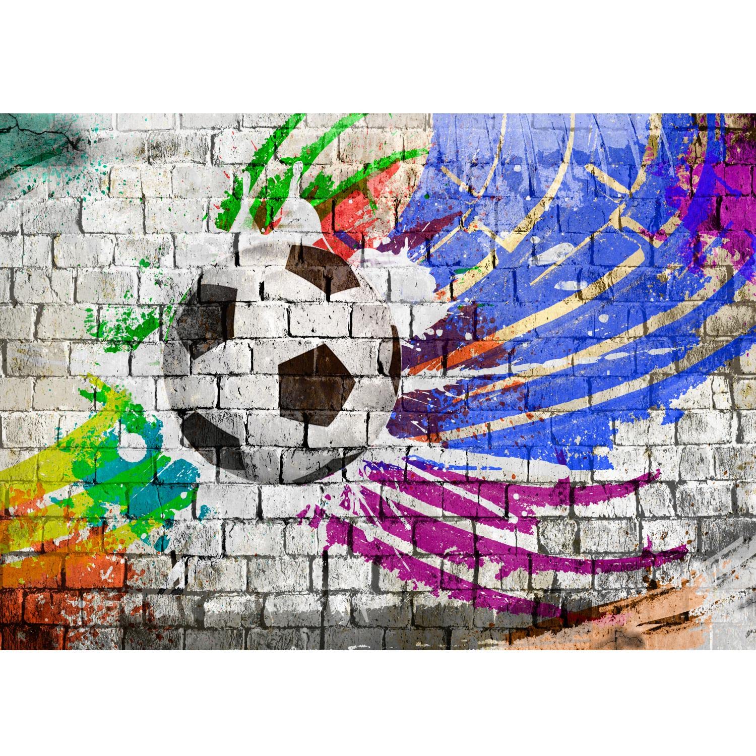 Runa Art Photo Wallpaper Football Stone wall 352 x 250 cm Non-Woven Wall Art XXL Moderne Living Room Bedroom Colorful 9021011b