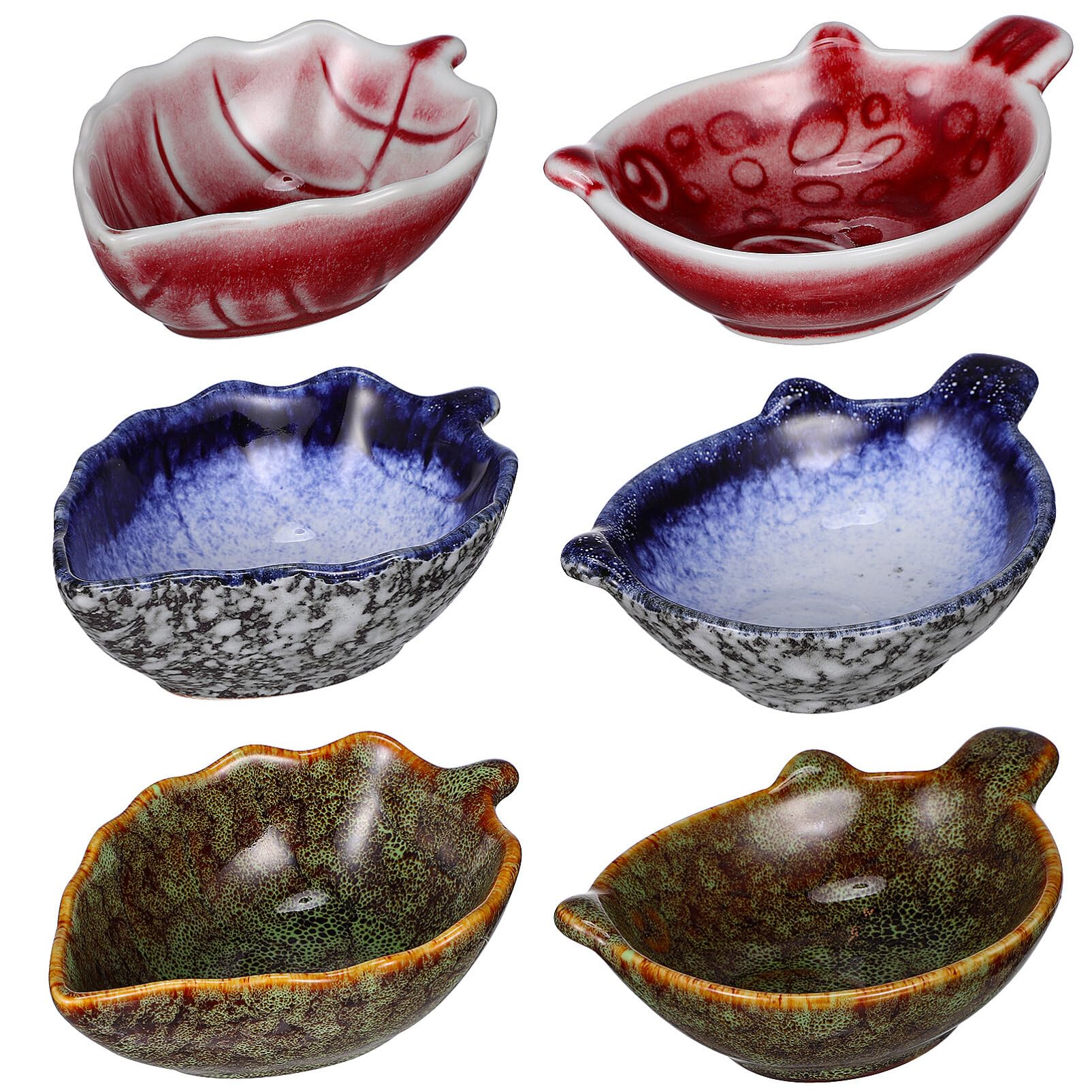 Kichvoe 6pcs Ceramic Dipping Bowls Soy Sauce Dish Side Dish Bowls Mini Bowl for Ketchup Sushi Seasoning Serving Bowl Set