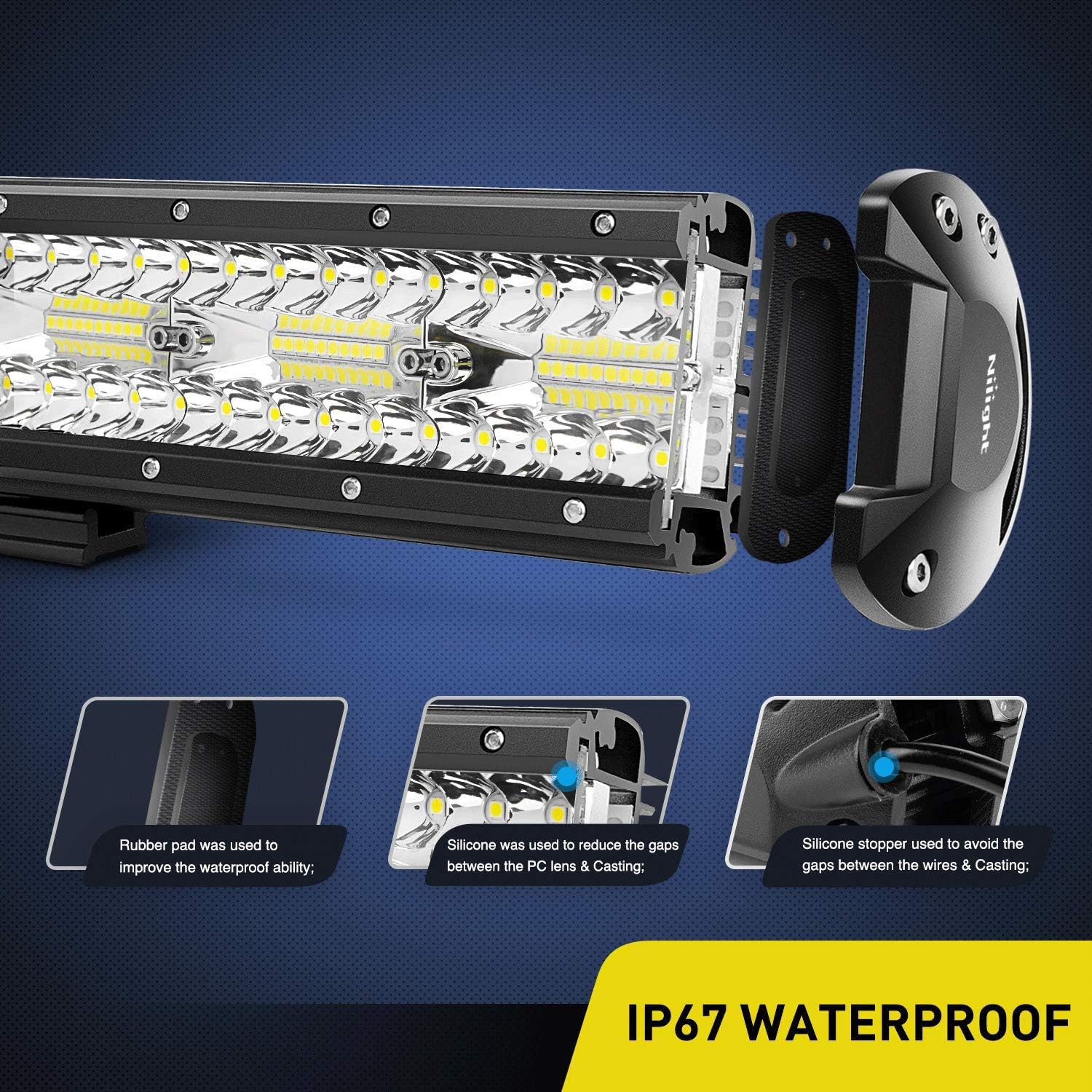 Nilight 18024C-A 420W 20Inch Triple Row Flood Spot Combo 42000LM Bar Driving Boat Led Off Road Lights for Trucks, 2 Years Warranty: Automotive