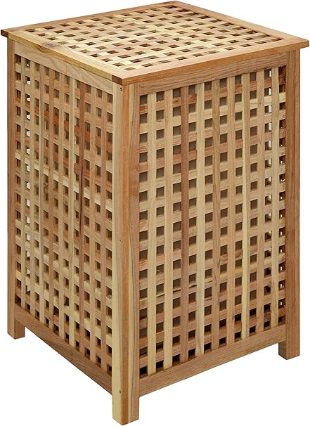 Wäschekorb Wäsche Truhe Sammler Box 68 cm Höhe Badmöbel Massiv Walnuss