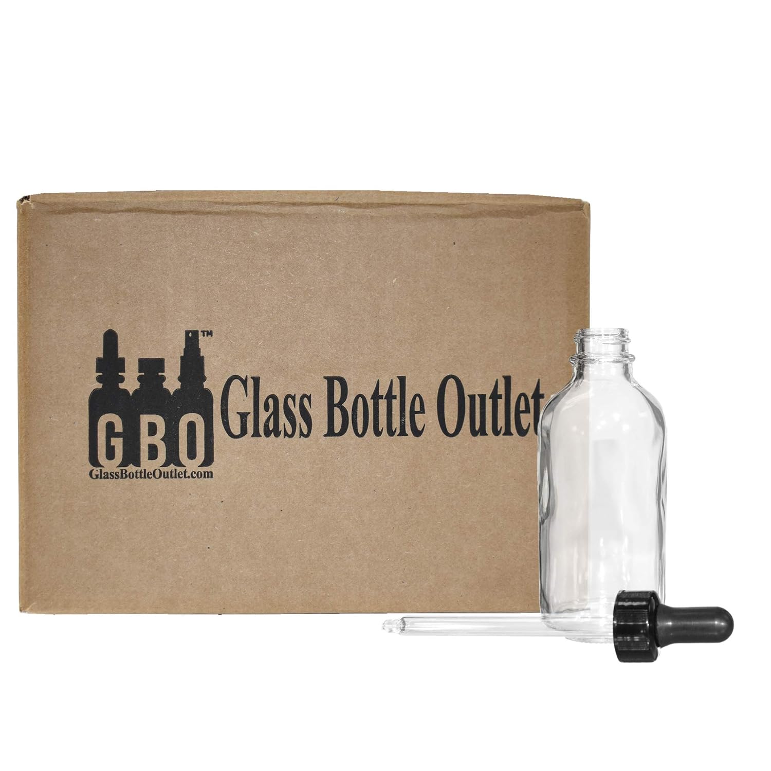 (Pack of 12) 4 oz. Clear Boston Round with Black Glass Dropper: Industrial & Scientific