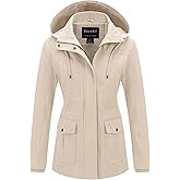 Pursky Women's Cotton Anorak Jacket Lightweight Casual Military Jackets Safari Utility Coats With Removable Hood