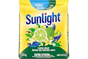 Sunlight Lime Zest Powder Laundry Detergent, 4.5kg 114 wash loads, HE Compatible, Cold Water Clean, 1 bag