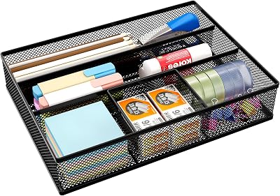EasyPAG Mesh Drawer Organiser Tray Desk Drawer Tidy Black