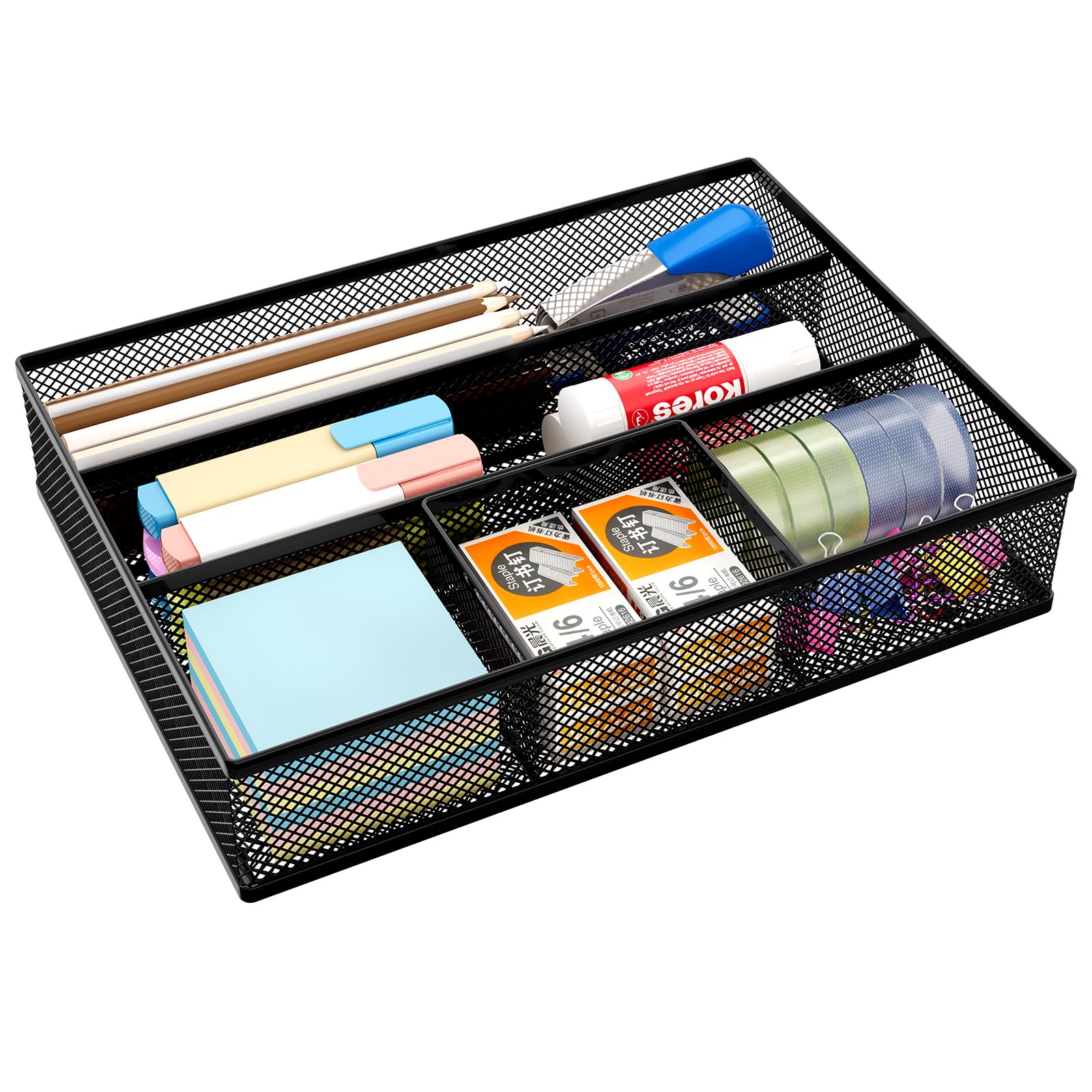 EasyPAG Mesh Drawer Organiser Tray Desk Draw Tidy Office Stationery Storage Pen Holder,Black