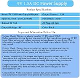 AmzFwing 9V 1.5A Power Supply Adapter Center Positive 100-240V for Arduino Uno view 2