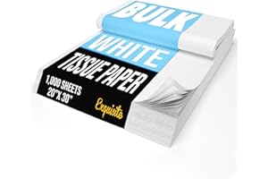 Crown Display White Tissue Paper for Gift Bags White Tissue Paper Bulk - 1,000 Sheets 20" X 30" 10lb Newsprint for Packing, B