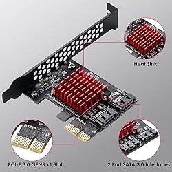 MZHOU 2 SATA Expansion Card, PCI-E 3.0 GEN3 JMICRON
