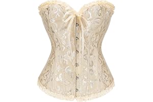 Women's Bustier Corset Lace Up Boned Overbust Bustier Lingerie Top