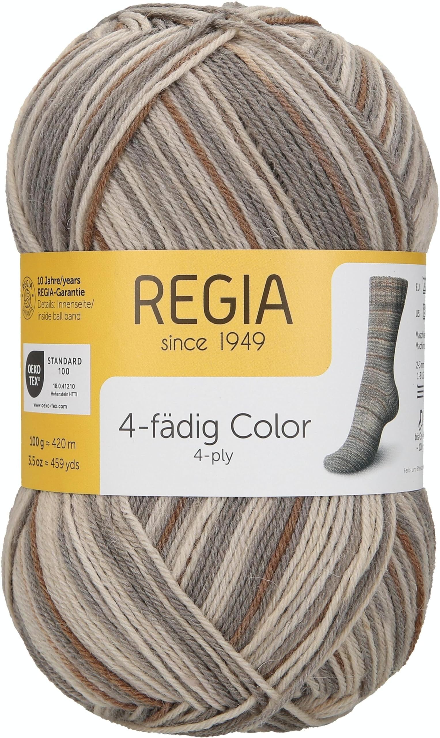Regia 4-Ply Colour 9801269 Hand Knitting Yarn, Sock Yarn, 100 g Ball, 75% New Wool, 25% Polyamide, stone, 16 x 9 x 9 cm