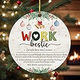 Work Bestie Ornament – Funny Coworker Gift for Women, Office Friendship Gift for Work Wife, Appreciation Christmas Ornament for Coworkers, Farewell Gifts for Leaving Coworkers, Friendship Ornament
