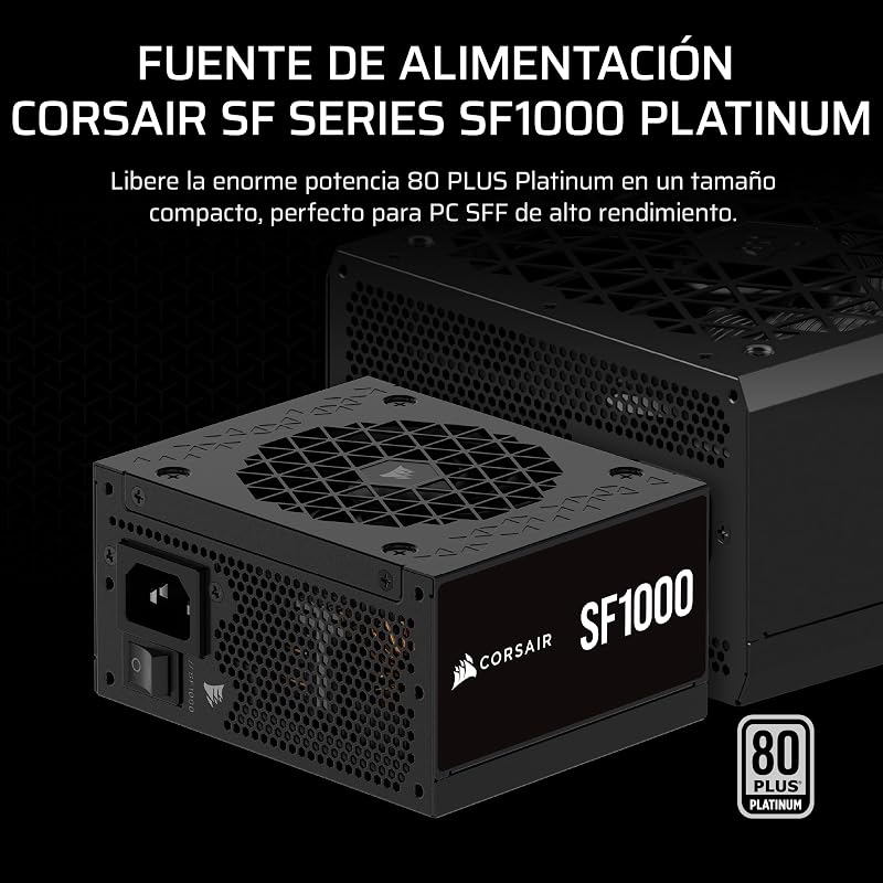 SF1000 (2024) Fonte de Alimentação ATX Totalmente Modular de Baixo Ruído 80 Plus Platinum – Compatível com ATX 3.1 – PCIe 5.1 Ready - Preto