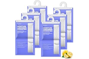 CLEVAST Moisture Absorbers Packets, 15.2 OZ, 6 Pack, Lemon Fragrance Big Dehumidifier Bags for Closet, Hanging Humidity Absorber in Wardrobes, Bedrooms, Bathrooms