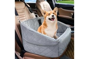 NEEZUKAR Dog Car Seat for Small Dogs,Detachable Washable Dog Booster Seat for Medium Dogs Under 35lbs, Pet Car Seat Travel Bed with Storage Pockets and Dog Safety Belt (Grey)